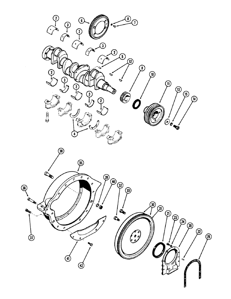 Схема запчастей Case W7 - (054) - CRANKSHAFT - FLYWHEEL & HOUSING, (284) SPARK IGNITION ENGINE (02) - ENGINE