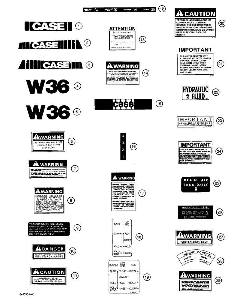 Схема запчастей Case W36 - (9-560) - DECALS, FOR TAN TRACTORS (09) - CHASSIS