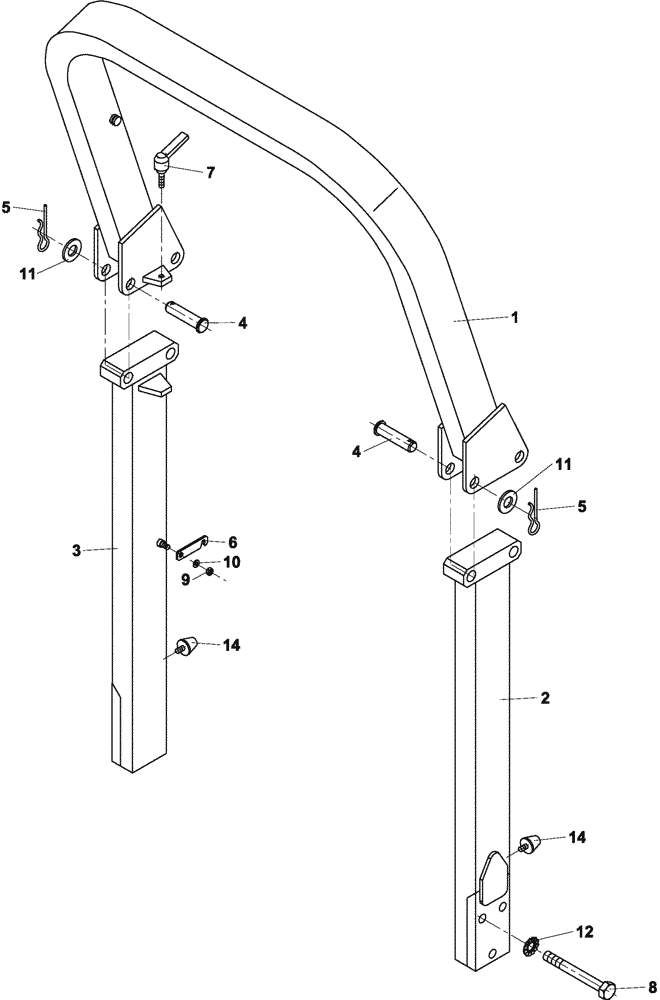 Схема запчастей Case DV202 - (12-570/12[01]) - FRAME ROPS (12) - Chassis/Attachments