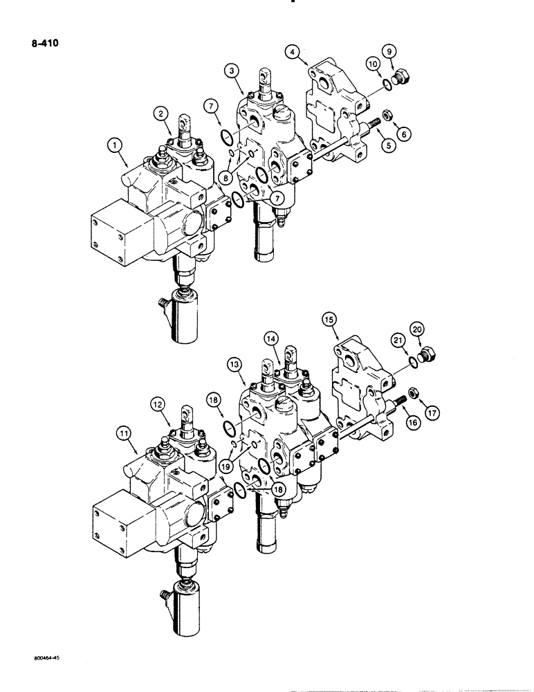 Схема запчастей Case 1455B - (8-410) - 2 SPOOL VALVE LODR MODELS, 3 SPOOL VALVE LODR MODELS W/RIPPER OR CLAM BUCKET (08) - HYDRAULICS