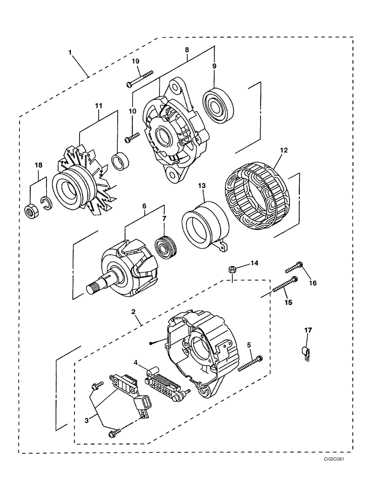 Схема запчастей Case CX460 - (04-02) - ALTERNATOR ASSY (04) - ELECTRICAL SYSTEMS