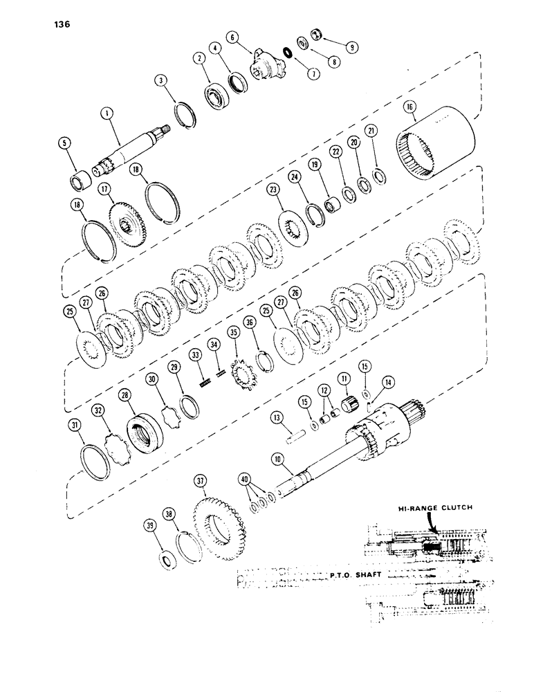 Схема запчастей Case 1450 - (136) - TRANSMISSION INPUT SHAFT (06) - POWER TRAIN