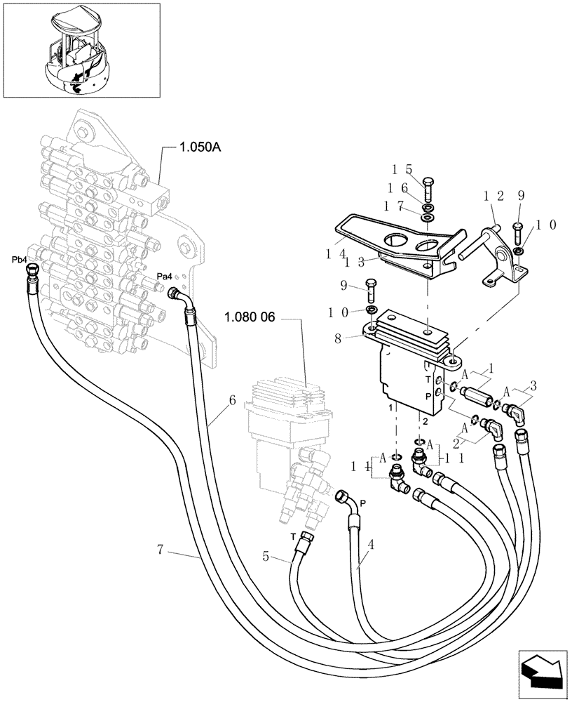 Схема запчастей Case CX22B - (1.080[02]) - POWER STEERING CONTROL LINES (NIBBLER & BREAKER) (35) - HYDRAULIC SYSTEMS