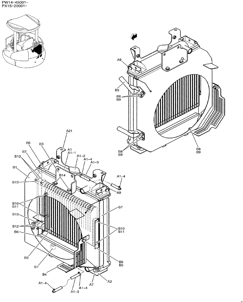 Схема запчастей Case CX31B - (01-008) - RADIATOR ASSY (10) - ENGINE