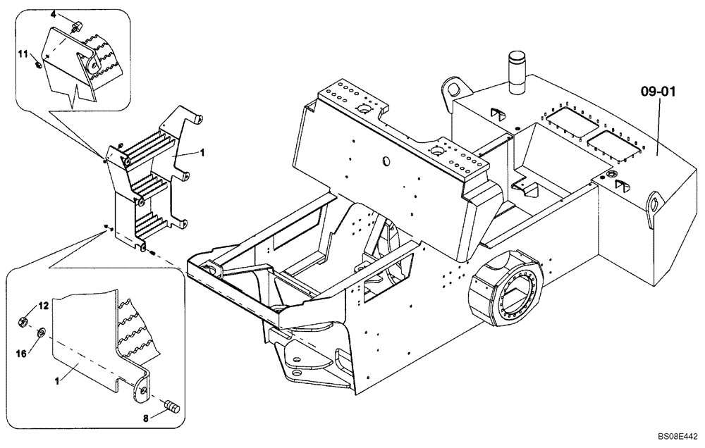 Схема запчастей Case SV208 - (09-16[01]) - STEPS, PLATFORM ACCESS RH (GROUP 461) (ND131852) (09) - CHASSIS/ATTACHMENTS