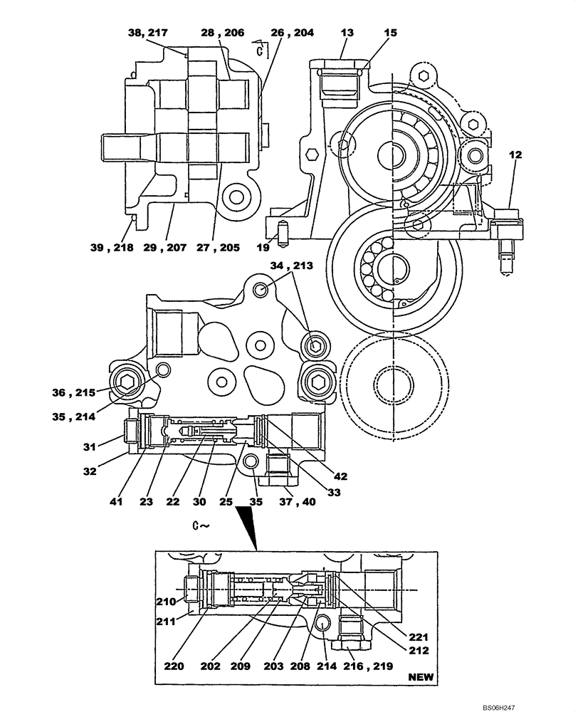 Схема запчастей Case CX240 - (08-32) - PUMP ASSY, HYDRAULIC - LOW PRESSURE (Nov 3 2009 8:16AM) (08) - HYDRAULICS