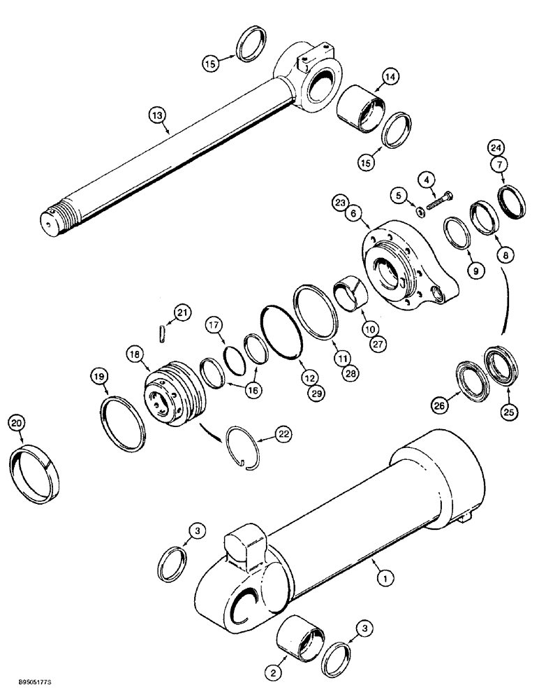 Схема запчастей Case 721B - (8-052) - BUCKET CYLINDER - 1980347C4, Z-BAR LOADER (08) - HYDRAULICS