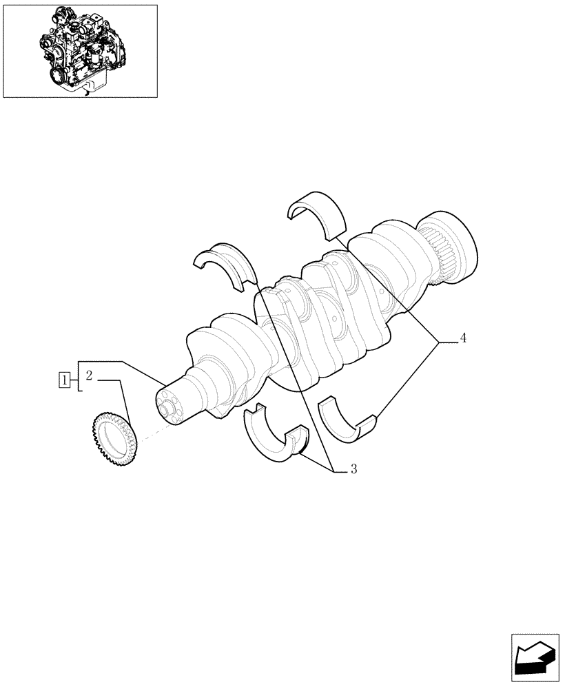 Схема запчастей Case F4DFE613G - (0.08.0[01]) - CRANKSHAFT (504072362) 