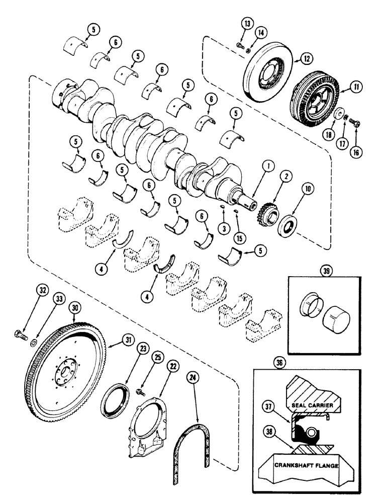 Схема запчастей Case 50 - (2-48) - CRANKSHAFT AND FLYWHEEL, 504BDT ENGINE (02) - ENGINE