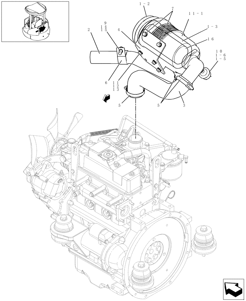 Схема запчастей Case CX22B - (043-01[1]) - AIR CLEANER (W ELEMENT) (10) - ENGINE