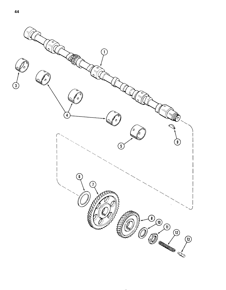 Схема запчастей Case 1280B - (044) - CAMSHAFT, 504BDT DIESEL ENGINE (02) - ENGINE