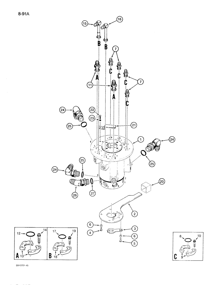 Схема запчастей Case 1086B - (8-091A) - SWIVEL CONVERSION KIT (08) - HYDRAULICS