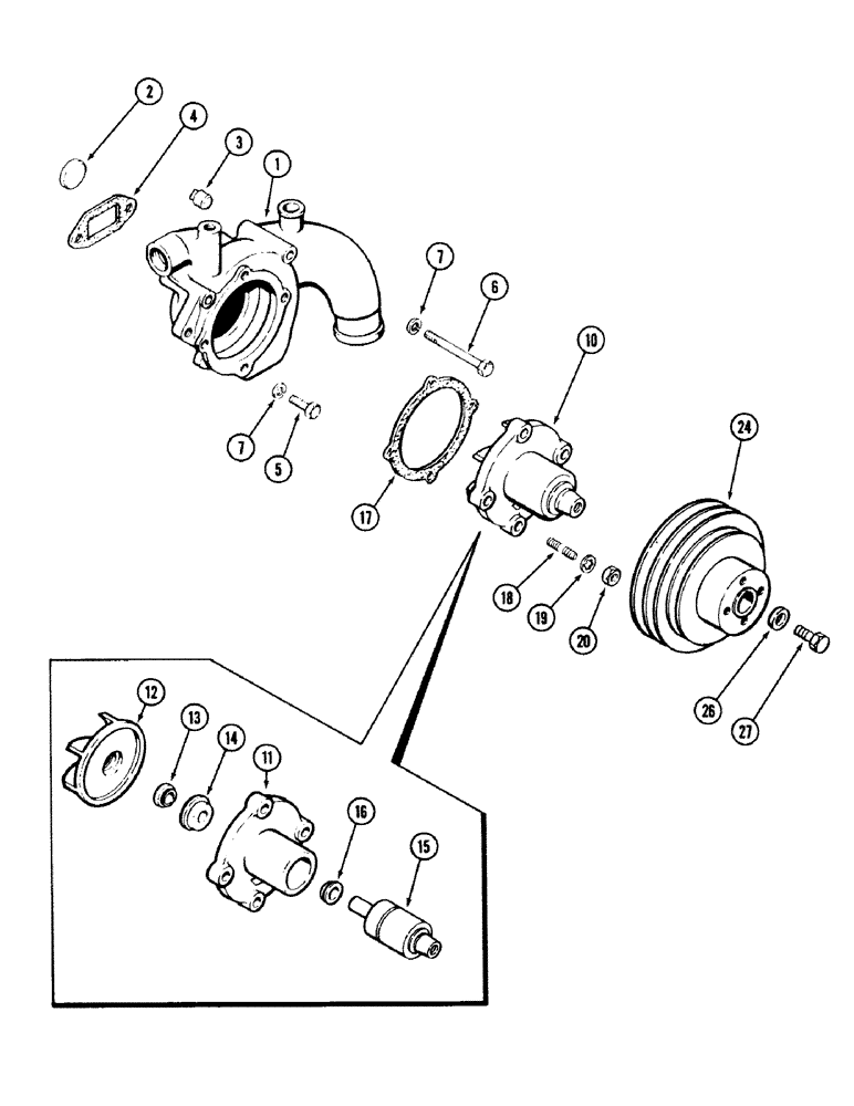 Схема запчастей Case 40 - (004) - WATER PUMP, 504BDT ENGINE (10) - ENGINE