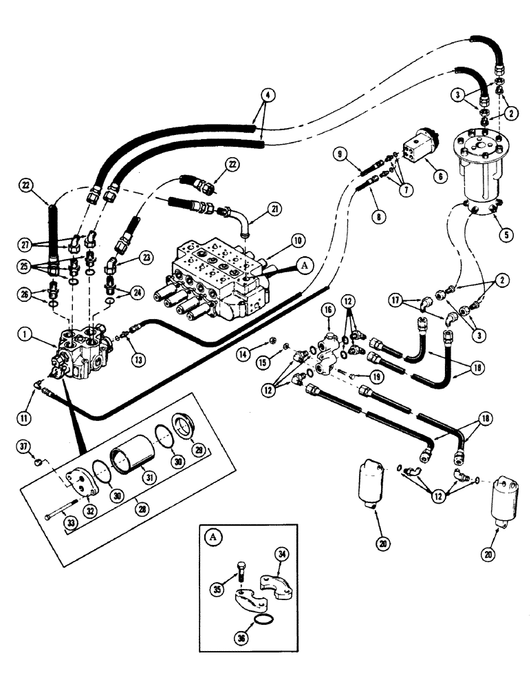 Схема запчастей Case 50 - (8-202) - OPTIONAL LEVELER TUBING, (USED ON UNITS WITH OPTIONAL AUXILIARY) (08) - HYDRAULICS