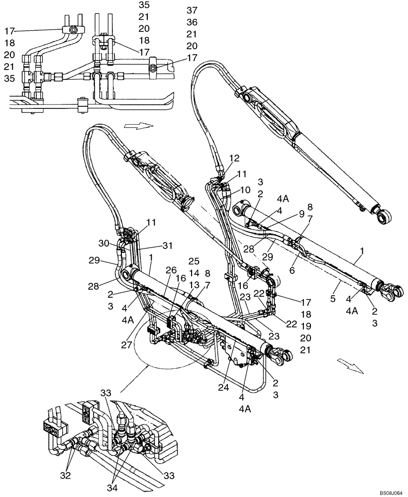 Схема запчастей Case 450 - (08-01) - HYDRAULICS - LOADER LIFT (08) - HYDRAULICS