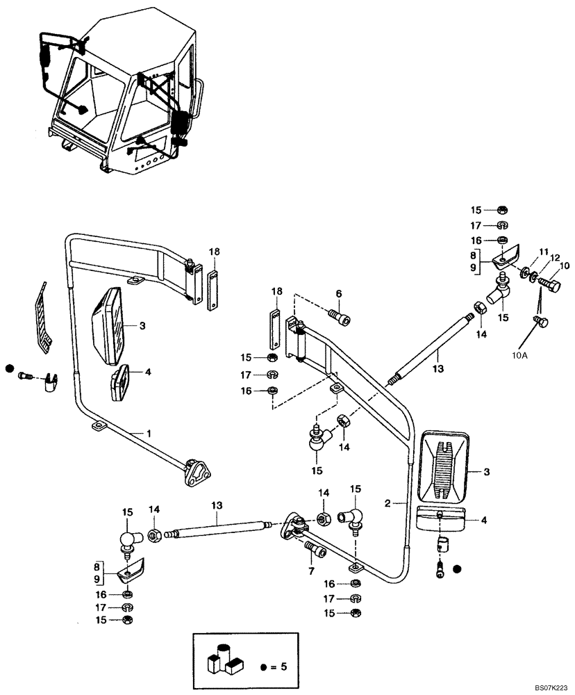 Схема запчастей Case 325 - (9.652[02]) - ROPS CAB - EXTERNAL DRIVING MIRRORS - OPTIONAL (87442834) (19) - OPTIONS