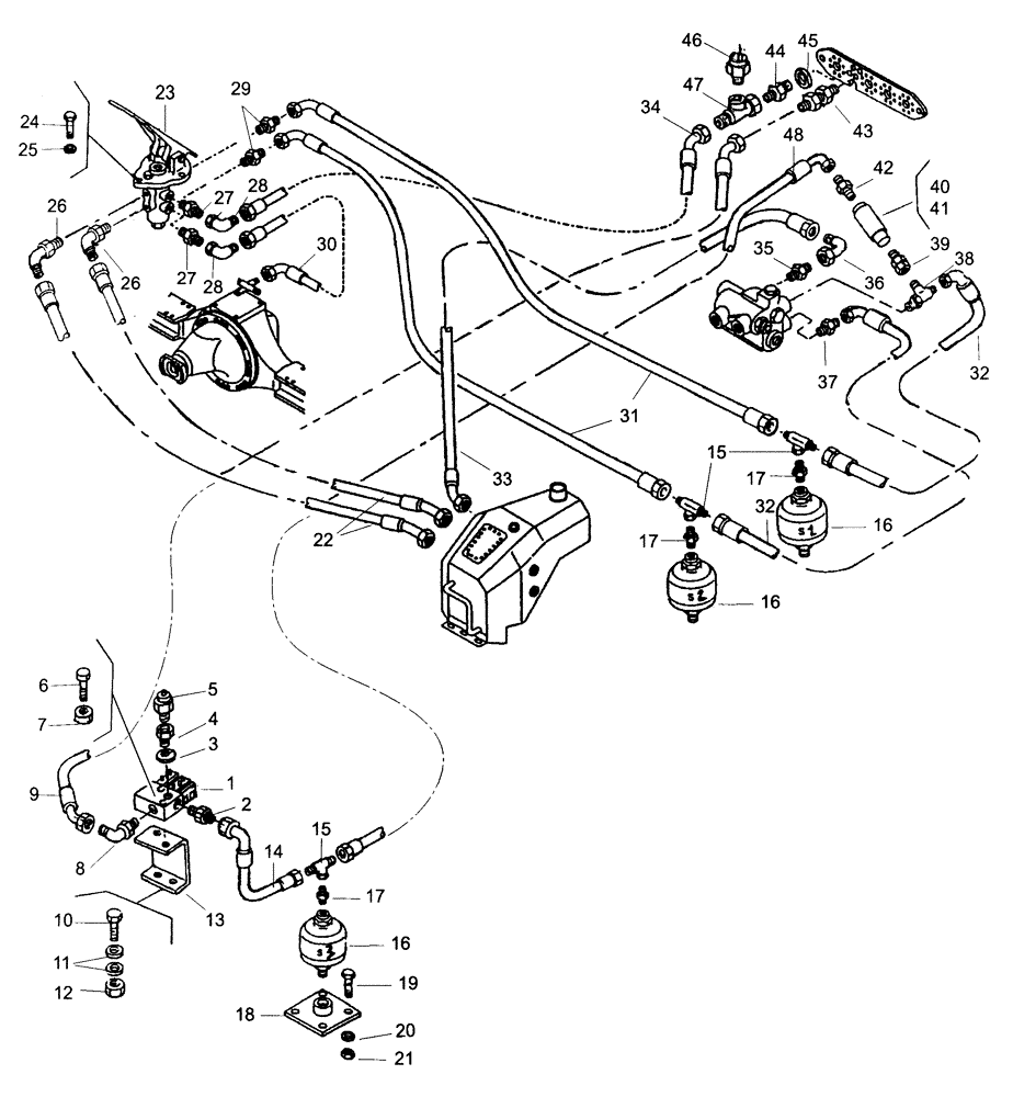 Схема запчастей Case 325 - (3.400/1[06A]) - HYDRAULIC CIRCUIT BRAKE SYSTEM - FRAME PART (87458169) (09) - Implement / Hydraulics / Frame / Brakes