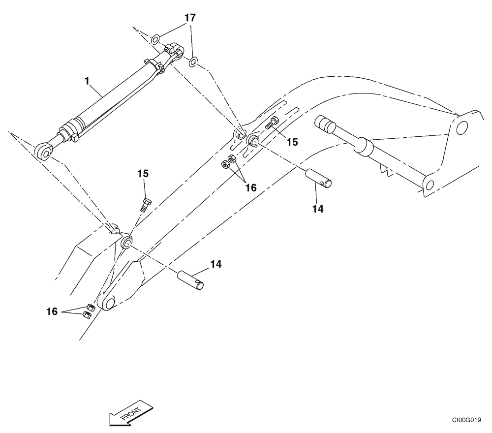 Схема запчастей Case CX160 - (09-38) - ARM CYLINDER - MOUNTING (09) - CHASSIS/ATTACHMENTS