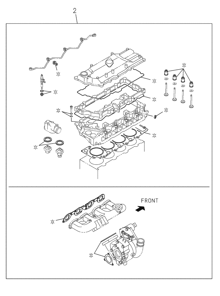 Схема запчастей Case CX250C - (02-005[02]) - PACKAGE SEALS - ENGINE (02) - ENGINE