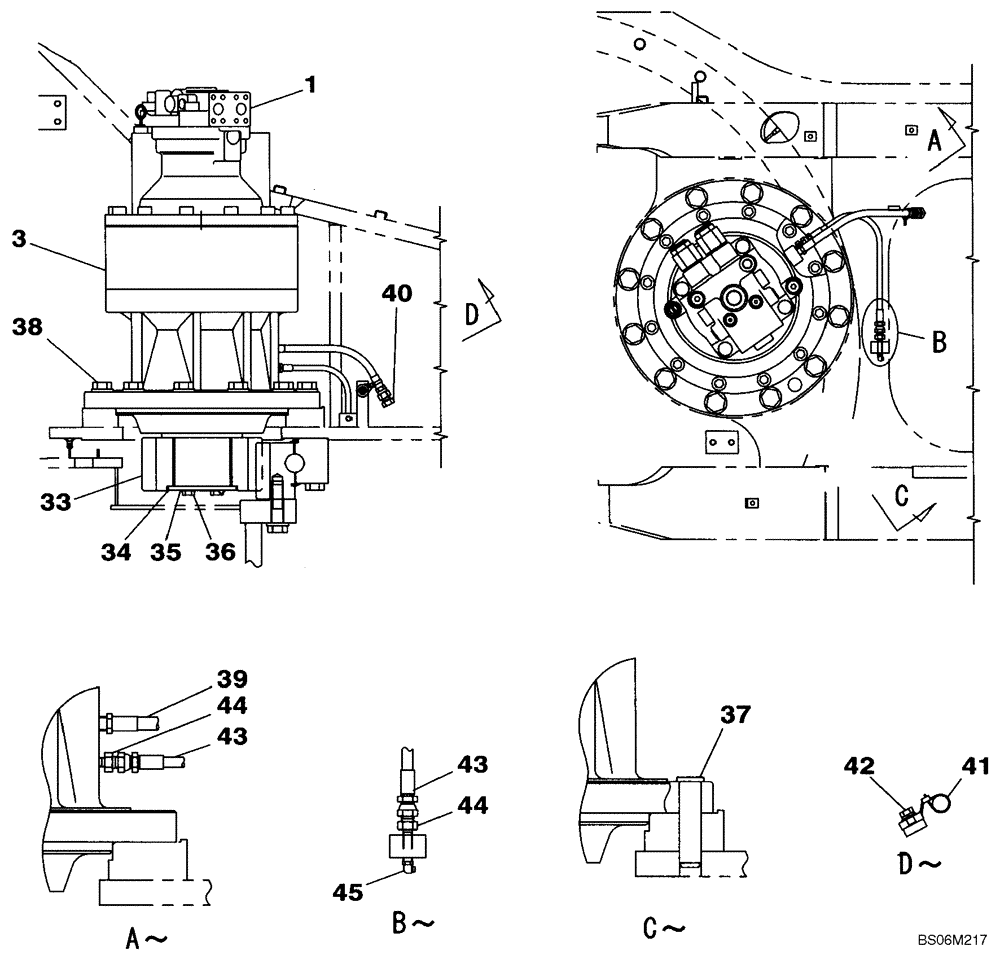 Схема запчастей Case CX290B - (08-51) - MOUNTING - SWING MOTOR (08) - HYDRAULICS