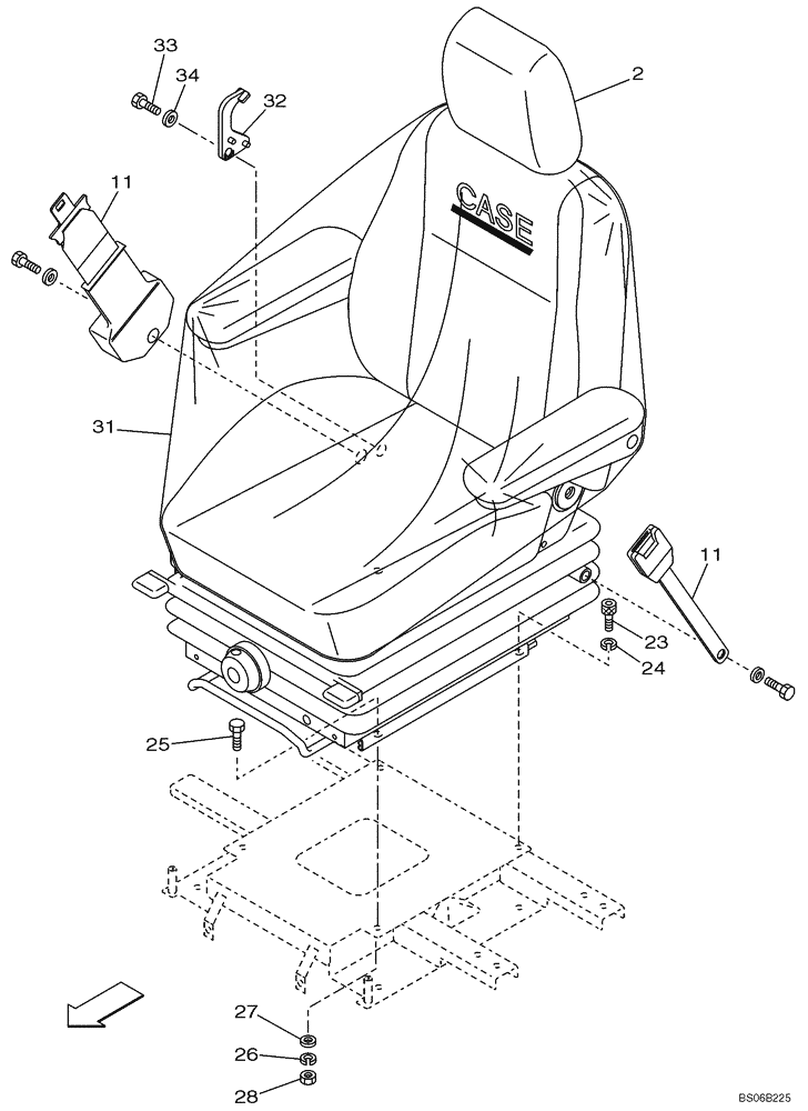 Схема запчастей Case CX160B - (09-15A) - SEAT AND MOUNTING (09) - CHASSIS/ATTACHMENTS