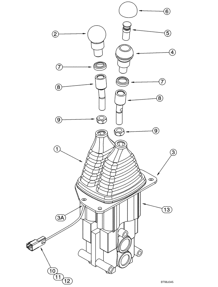 Схема запчастей Case 921C - (08-38) - VALVE ASSY - REMOTE CONTROL, DUAL LEVER (08) - HYDRAULICS