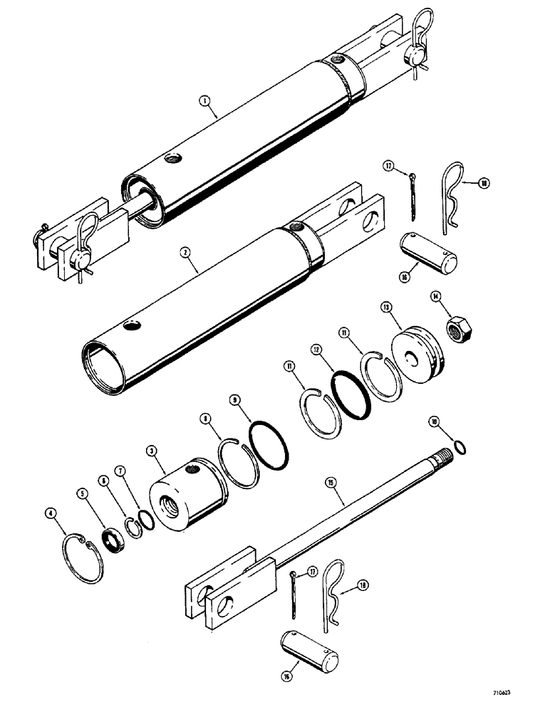 Схема запчастей Case 1500-SERIES - (154) - T50162 CASTER WHEEL CYLINDER, 2-1/2" I.D. CYLINDER WITH 8" STROKE & 7/8 O.D. ROD (35) - HYDRAULIC SYSTEMS