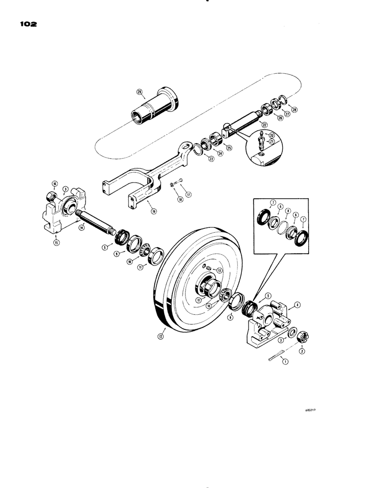 Схема запчастей Case 1150 - (102) - IDLER WHEEL AND TRACK ADJUSTER (04) - UNDERCARRIAGE