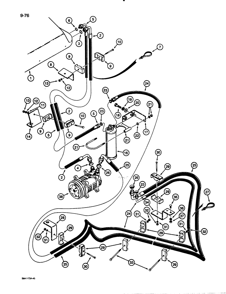 Схема запчастей Case W30 - (9-76) - CONDENSER AND COMPRESSOR TO EVAPORATOR CORE, USED BEFORE PIN 9159529 (09) - CHASSIS/ATTACHMENTS