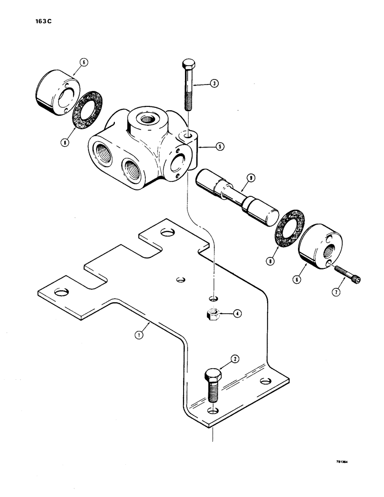 Схема запчастей Case 1450 - (163C) - TRANSMISSION DIVERTER VALVE AND MOUNTING (06) - POWER TRAIN