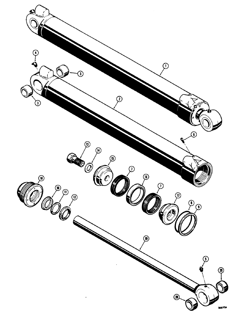 Схема запчастей Case 34 - (42) - D38491 BACKHOE CROWD CYLINDER 