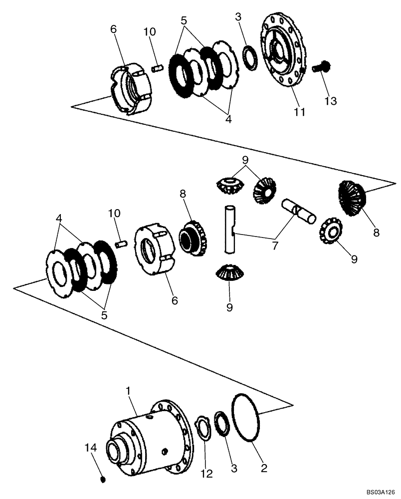 Схема запчастей Case 721E - (06-47) - AXLE, REAR - DIFFERENTIAL - PRIOR TO P.I.N. N8F203816 (06) - POWER TRAIN