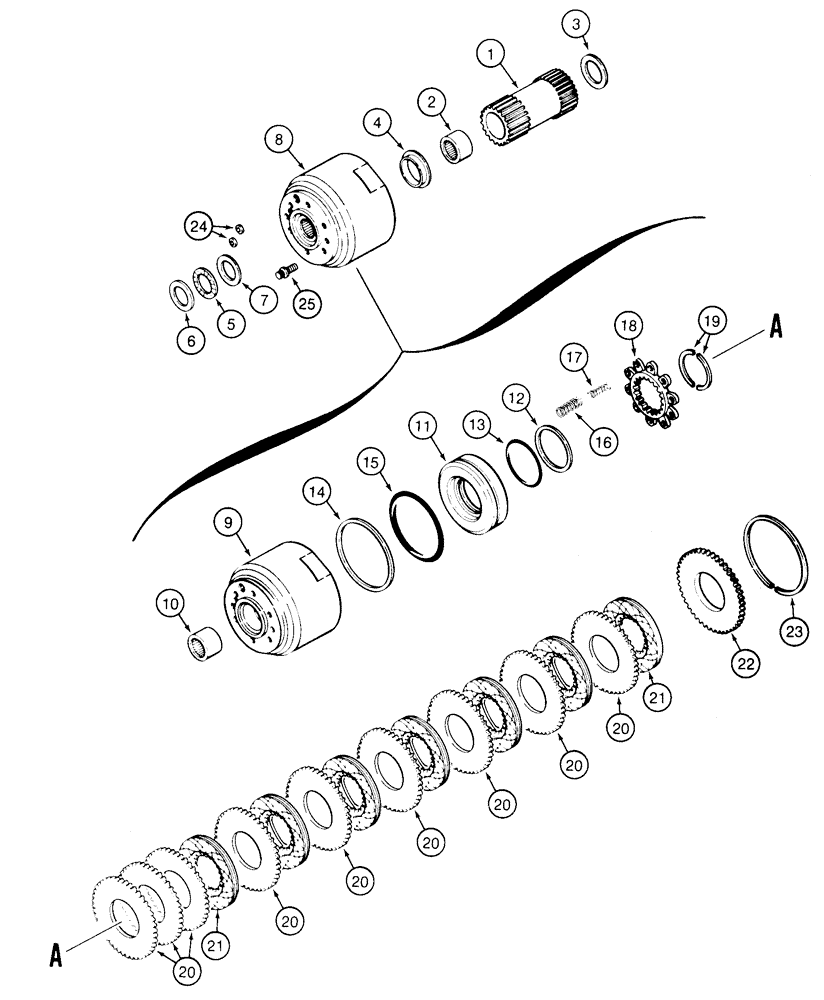 Схема запчастей Case 1150H - (06-06) - TRANSMISSION - CLUTCH, LOW RANGE (06) - POWER TRAIN