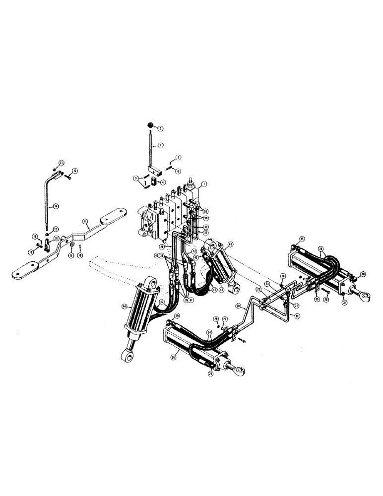 Схема запчастей Case 420B - (202) - SWING AND STABILIZER CYLINDER HYDRAULICS, SWING CYLINDER 