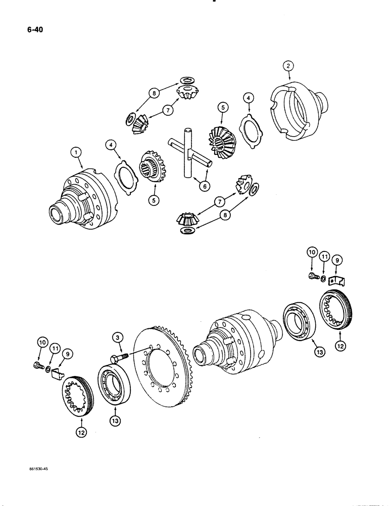 Схема запчастей Case 480E - (6-40) - FRONT DRIVE AXLE, DIFFERENTIAL (06) - POWER TRAIN