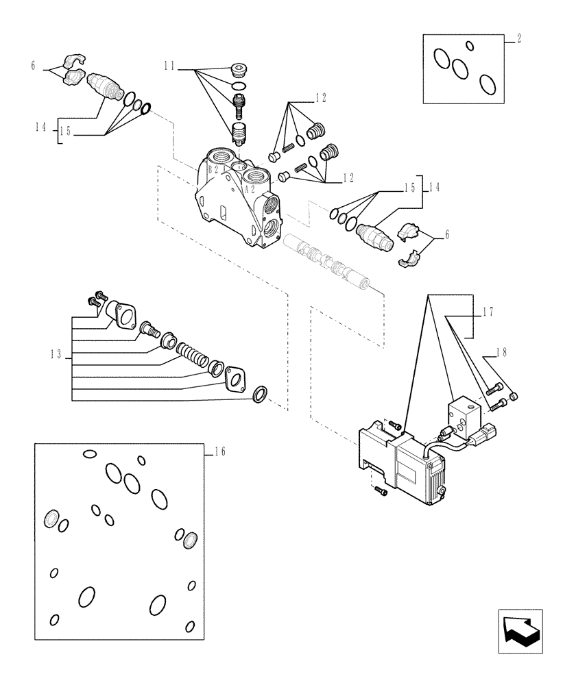 Схема запчастей Case TX842 - (9.00825B[04]) - 3 SPOOL VALVE - COMPONENTS- OPTIONAL CODE 749001081 (35) - HYDRAULIC SYSTEMS