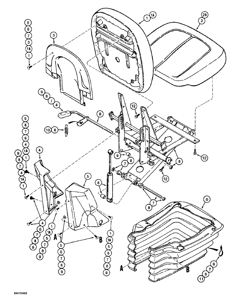 Схема запчастей Case 580SL - (9-088) - SUSPENSION SEAT ASSEMBLIES (09) - CHASSIS/ATTACHMENTS