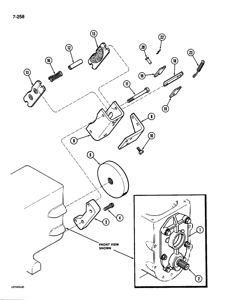 Схема запчастей Case 580K - (07-258) - TRANSAXLE PARK BRAKE, TWO WHEEL DRIVE (07) - BRAKES