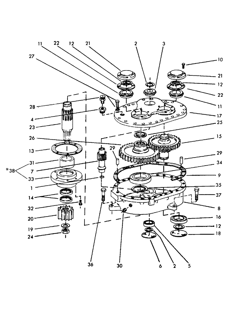 Схема запчастей Case 35EC - (D13) - SWING REDUCER, RATIO 24.20 : 1 (04) - UNDERCARRIAGE