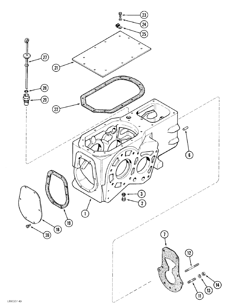 Схема запчастей Case 480F - (6-48) - TRANSAXLE TRANSMISSION HOUSING, 4 WHEEL DRIVE (06) - POWER TRAIN