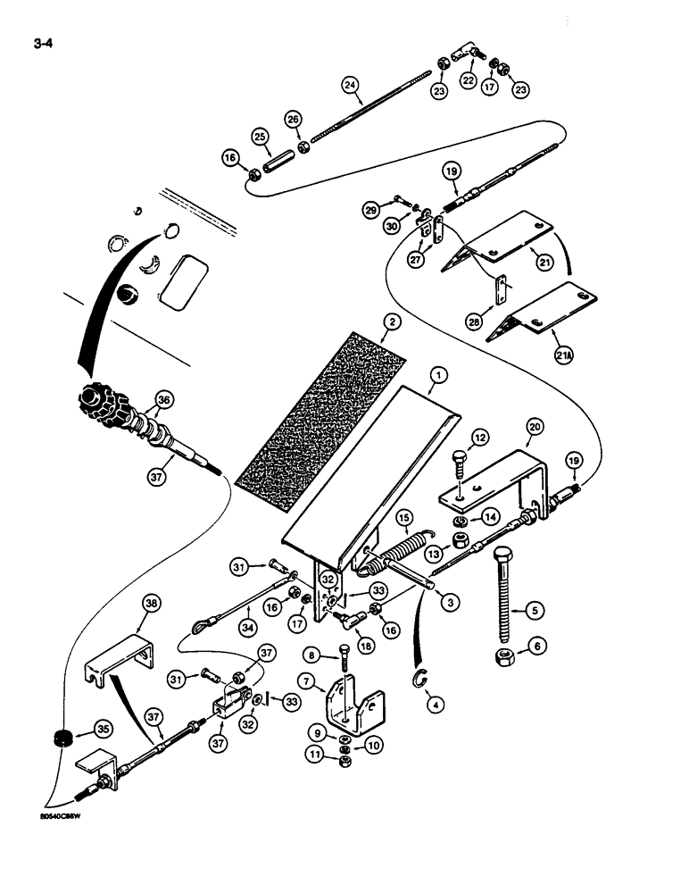 Схема запчастей Case 680L - (3-04) - HAND AND FOOT THROTTLE CONTROL (03) - FUEL SYSTEM