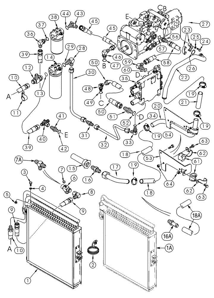 Схема запчастей Case 85XT - (06-01) - HYDROSTATICS PUMP, SUPPLY AND RETURN, NORTH AMERICAN MODELS -JAF0352233, EUROPEAN MODELS -JAF0352714 (06) - POWER TRAIN