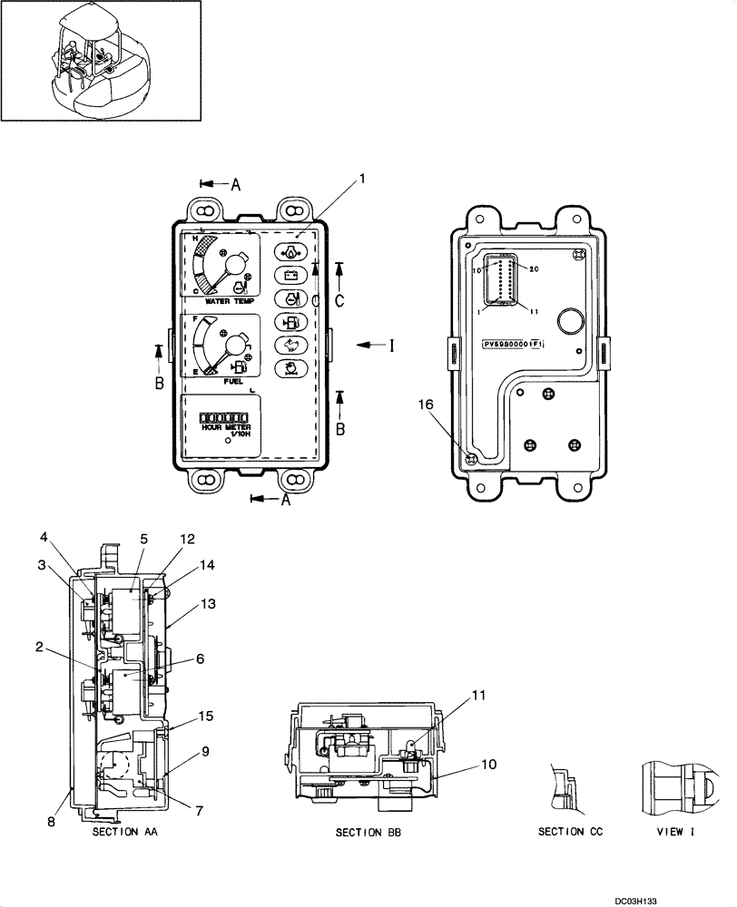 Схема запчастей Case CX47 - (09-40[00]) - INSTRUMENT CLUSTER (09) - CHASSIS/ATTACHMENTS