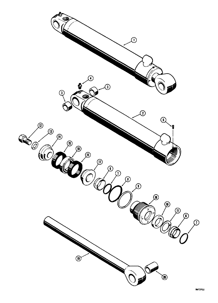 Схема запчастей Case 34 - (166) - BACKHOE STABILIZER CYLINDER USED ON BACKHOE SERIAL NO. 1022951 AND AFTER 