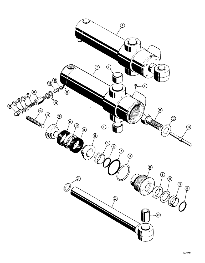 Схема запчастей Case 34 - (168) - D37625 AND D37626 BACKHOE SWING CYLINDERS WITH ADJUSTABLE TYPE RELIEF VALVE 