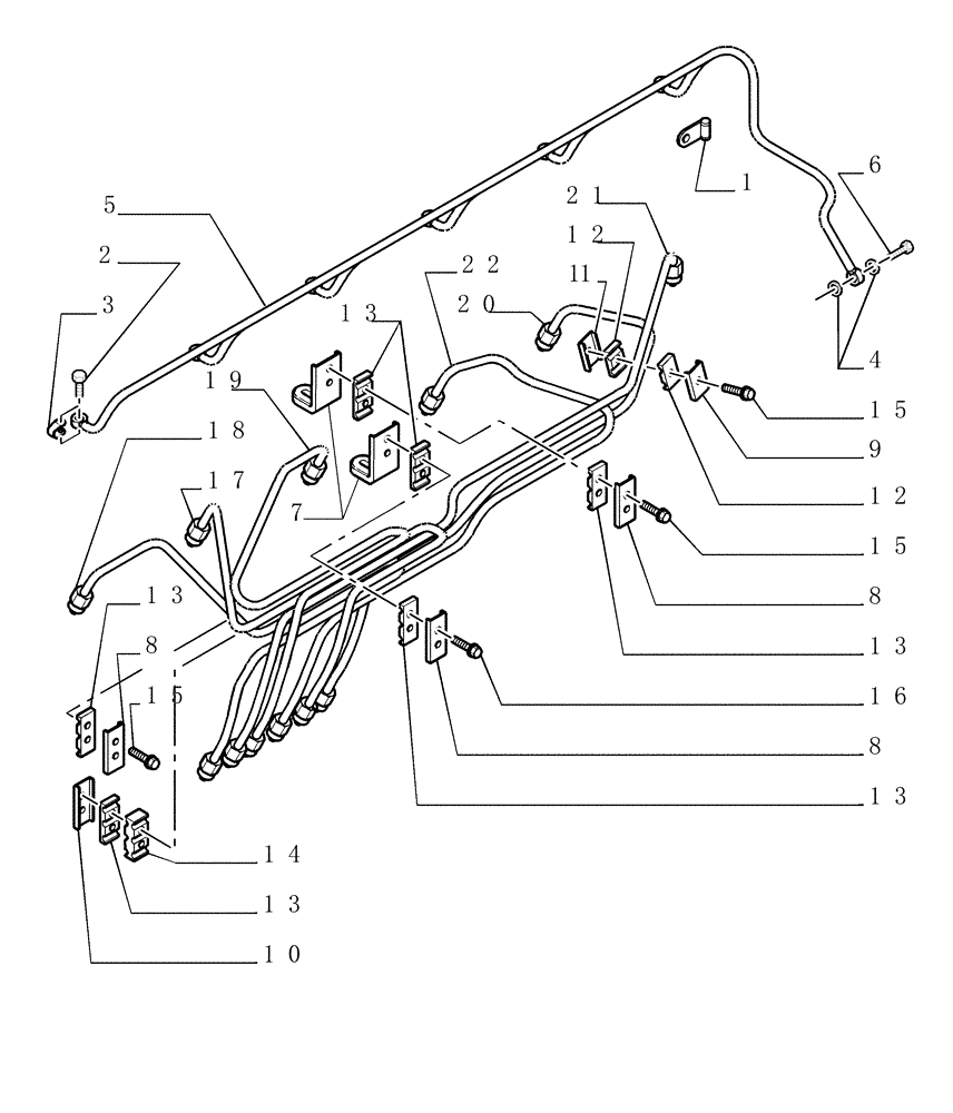 Схема запчастей Case 1850K LT - (0.149[01]) - INJECTION EQUIPMENT - PIPING (01) - ENGINE