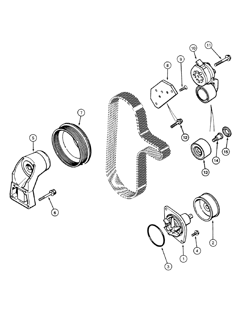 Схема запчастей Case 580SK - (2-24) - WATER PUMP (02) - ENGINE