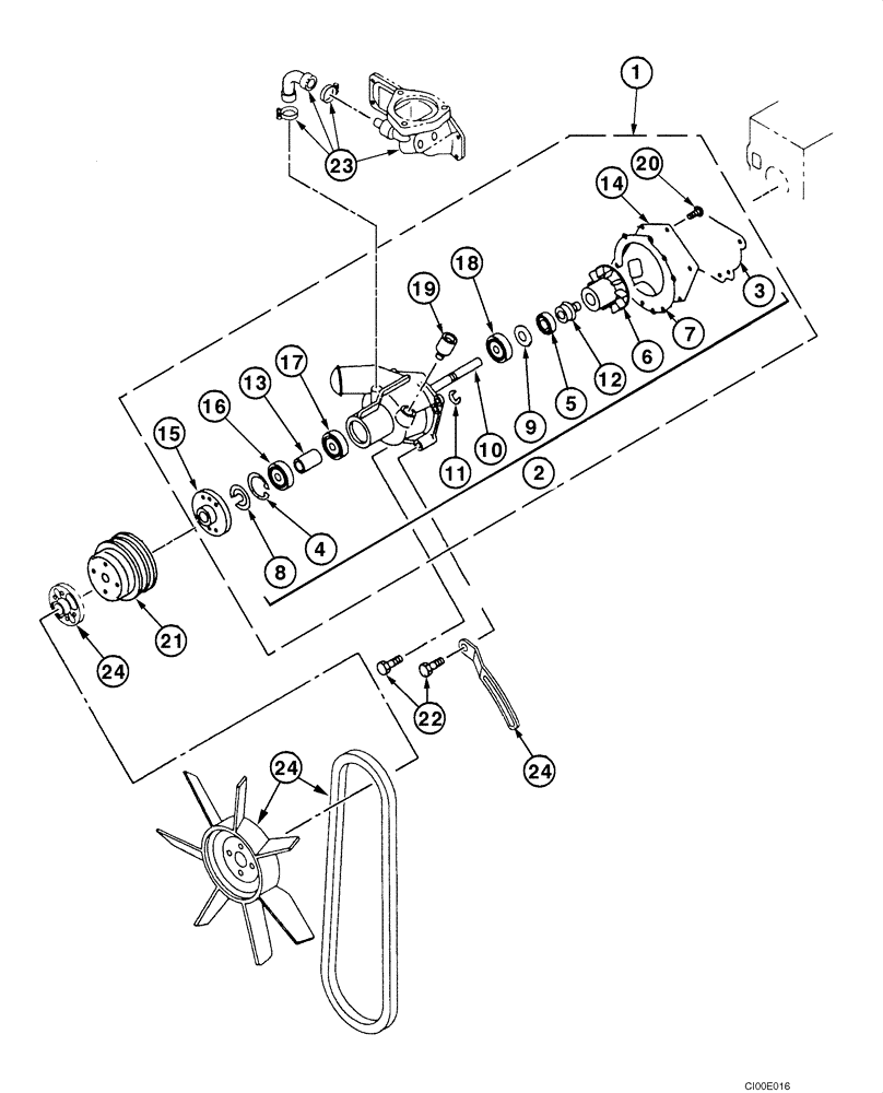 Схема запчастей Case CX135SR - (02-09) - WATER PUMP SYSTEM (02) - ENGINE