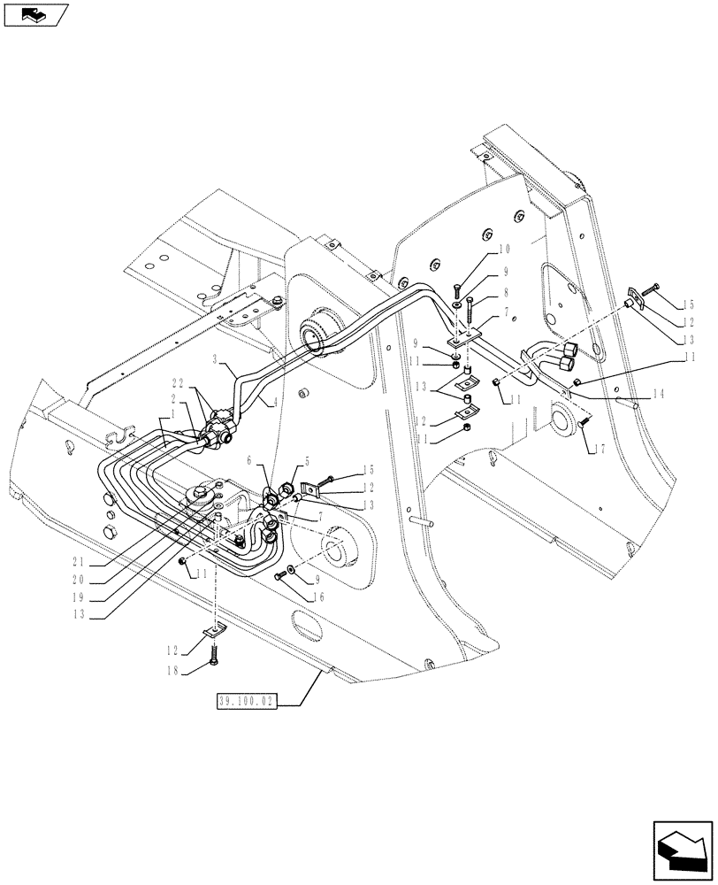 Схема запчастей Case 590SN - (35.701.19) - HYDRAULICS - LOADER - 2 SPOOL VALVE PILOT CONTROLS (35) - HYDRAULIC SYSTEMS