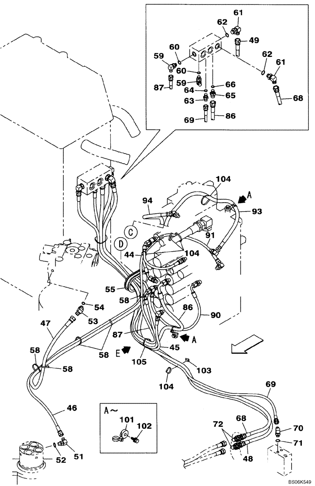 Схема запчастей Case CX210B - (08-24) - HYDRAULICS - PILOT PRESSURE, RETURN LINES (08) - HYDRAULICS